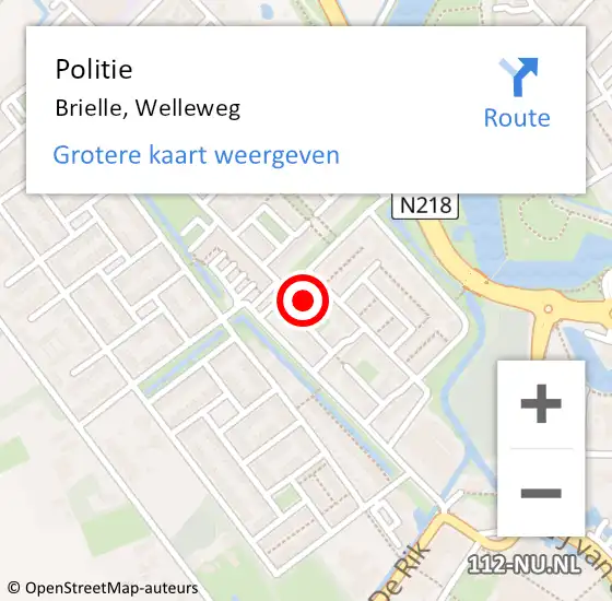 Locatie op kaart van de 112 melding: Politie Brielle, Welleweg op 27 mei 2022 20:32