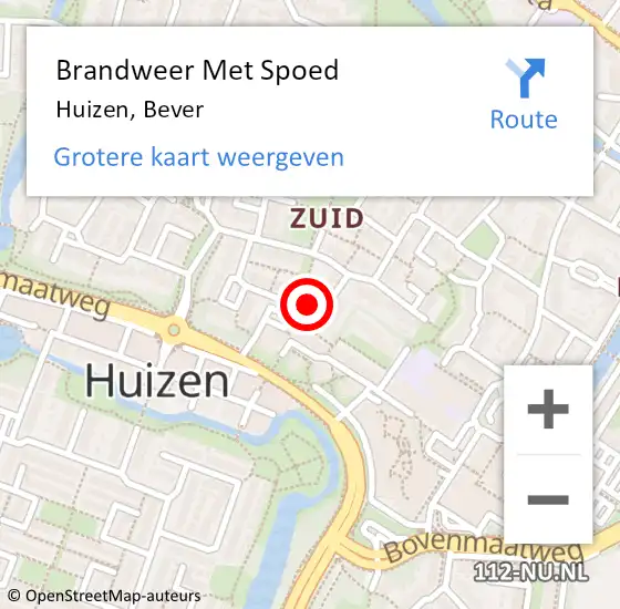 Locatie op kaart van de 112 melding: Brandweer Met Spoed Naar Huizen, Bever op 27 mei 2022 20:39