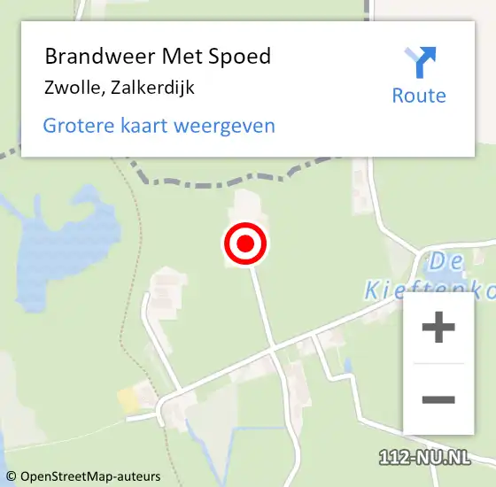 Locatie op kaart van de 112 melding: Brandweer Met Spoed Naar Zwolle, Zalkerdijk op 27 mei 2022 20:45