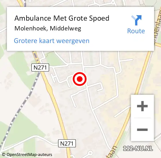 Locatie op kaart van de 112 melding: Ambulance Met Grote Spoed Naar Molenhoek, Middelweg op 27 mei 2022 20:48