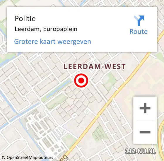 Locatie op kaart van de 112 melding: Politie Leerdam, Europaplein op 27 mei 2022 20:51