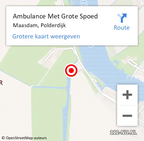 Locatie op kaart van de 112 melding: Ambulance Met Grote Spoed Naar Maasdam, Polderdijk op 27 mei 2022 20:56