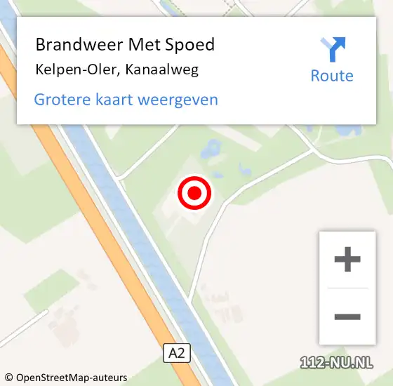 Locatie op kaart van de 112 melding: Brandweer Met Spoed Naar Kelpen-Oler, Kanaalweg op 27 mei 2022 20:57