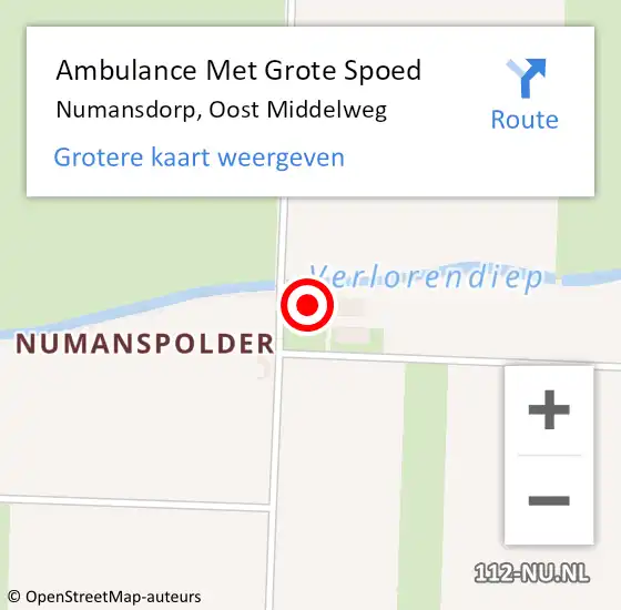 Locatie op kaart van de 112 melding: Ambulance Met Grote Spoed Naar Numansdorp, Oost Middelweg op 27 mei 2022 20:59