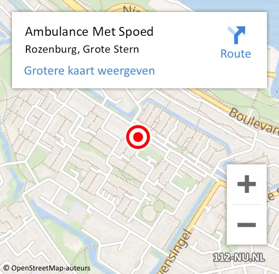 Locatie op kaart van de 112 melding: Ambulance Met Spoed Naar Rozenburg, Grote Stern op 27 mei 2022 21:01