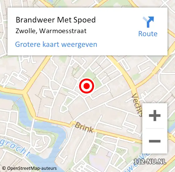 Locatie op kaart van de 112 melding: Brandweer Met Spoed Naar Zwolle, Warmoesstraat op 27 mei 2022 21:02