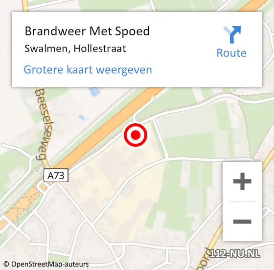 Locatie op kaart van de 112 melding: Brandweer Met Spoed Naar Swalmen, Hollestraat op 27 mei 2022 21:46