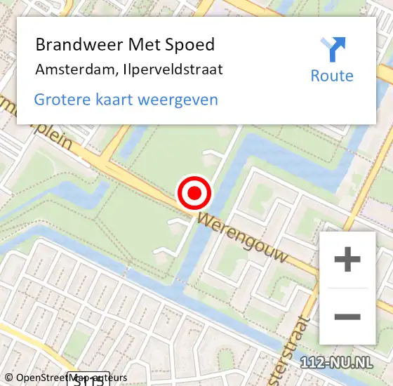 Locatie op kaart van de 112 melding: Brandweer Met Spoed Naar Amsterdam, Ilperveldstraat op 27 mei 2022 22:31