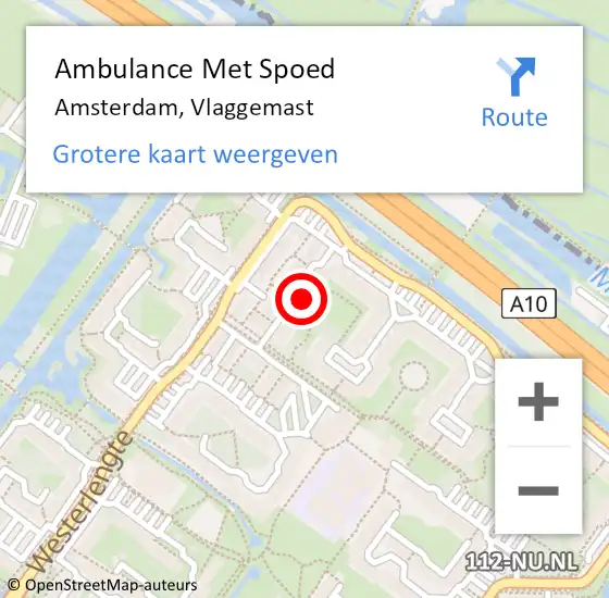 Locatie op kaart van de 112 melding: Ambulance Met Spoed Naar Amsterdam, Vlaggemast op 27 mei 2022 22:59