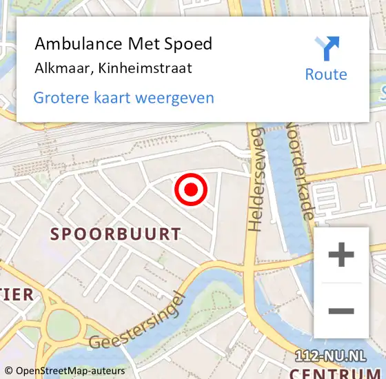 Locatie op kaart van de 112 melding: Ambulance Met Spoed Naar Alkmaar, Kinheimstraat op 27 mei 2022 23:07