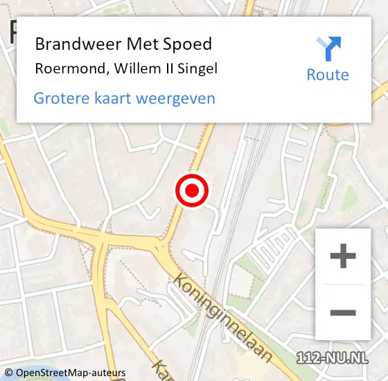 Locatie op kaart van de 112 melding: Brandweer Met Spoed Naar Roermond, Willem II Singel op 27 mei 2022 23:17