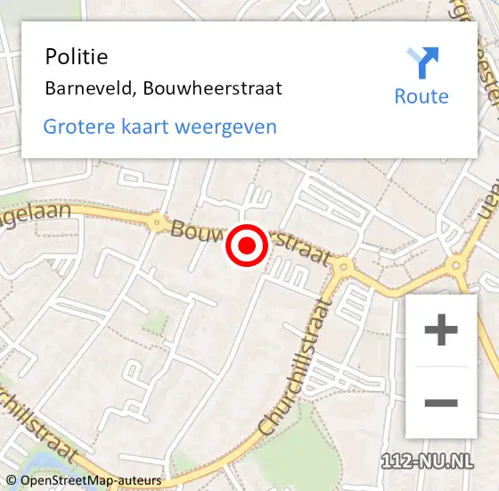 Locatie op kaart van de 112 melding: Politie Barneveld, Bouwheerstraat op 27 mei 2022 23:30