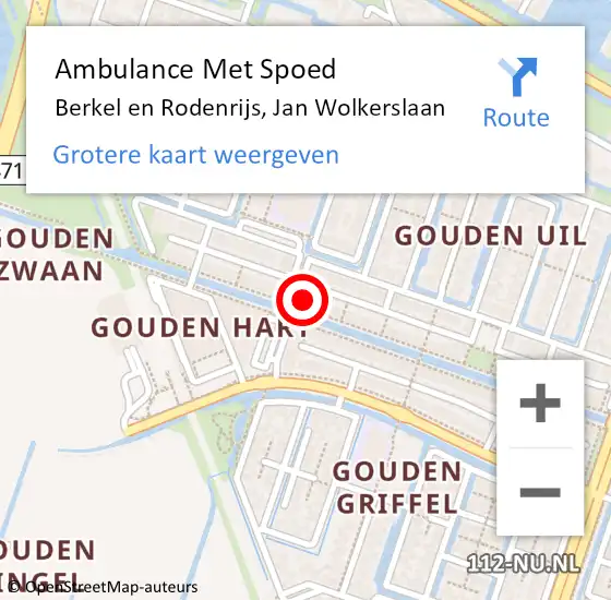 Locatie op kaart van de 112 melding: Ambulance Met Spoed Naar Berkel en Rodenrijs, Jan Wolkerslaan op 27 mei 2022 23:45