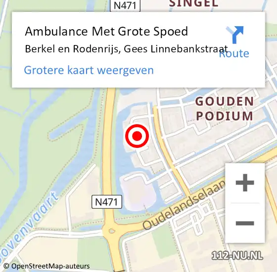Locatie op kaart van de 112 melding: Ambulance Met Grote Spoed Naar Berkel en Rodenrijs, Gees Linnebankstraat op 28 mei 2022 00:05