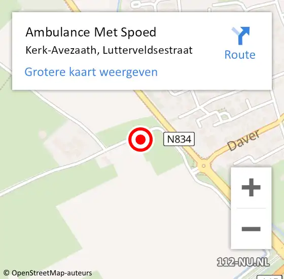 Locatie op kaart van de 112 melding: Ambulance Met Spoed Naar Kerk-Avezaath, Lutterveldsestraat op 28 mei 2022 00:13
