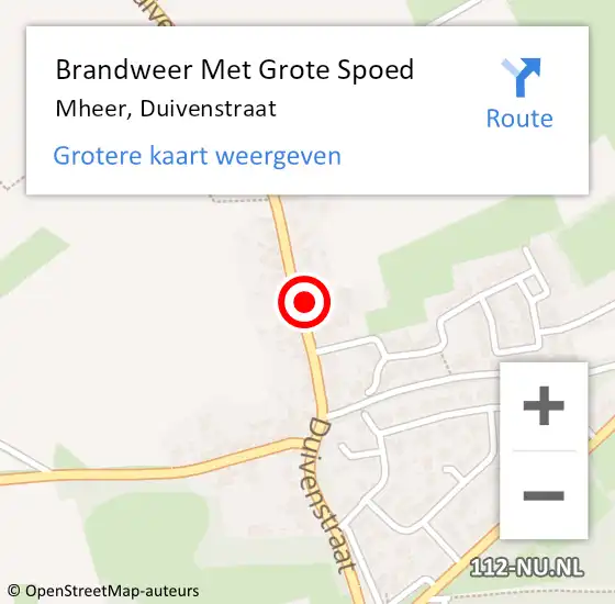 Locatie op kaart van de 112 melding: Brandweer Met Grote Spoed Naar Mheer, Duivenstraat op 28 mei 2022 00:42