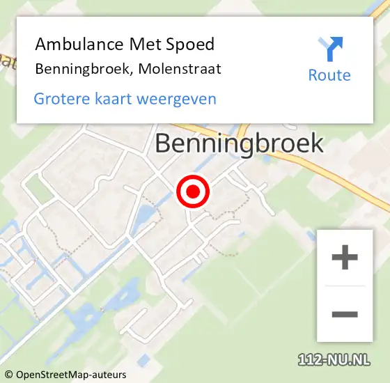 Locatie op kaart van de 112 melding: Ambulance Met Spoed Naar Benningbroek, Molenstraat op 18 juli 2014 15:05