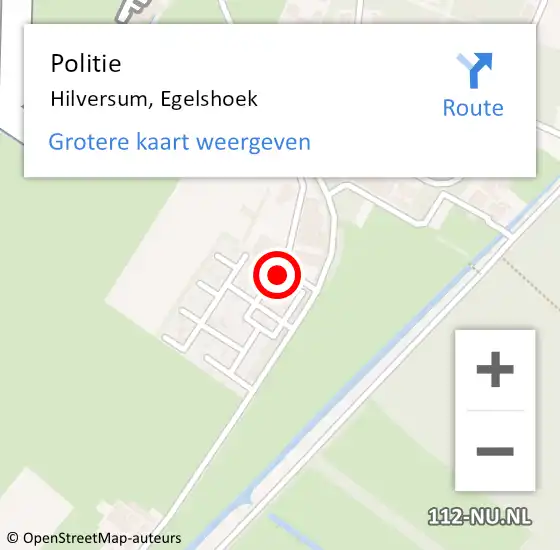 Locatie op kaart van de 112 melding: Politie Hilversum, Egelshoek op 28 mei 2022 01:29