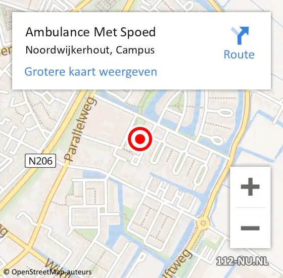 Locatie op kaart van de 112 melding: Ambulance Met Spoed Naar Noordwijkerhout, Campus op 28 mei 2022 01:39