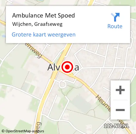 Locatie op kaart van de 112 melding: Ambulance Met Spoed Naar Wijchen, Graafseweg op 28 mei 2022 01:40