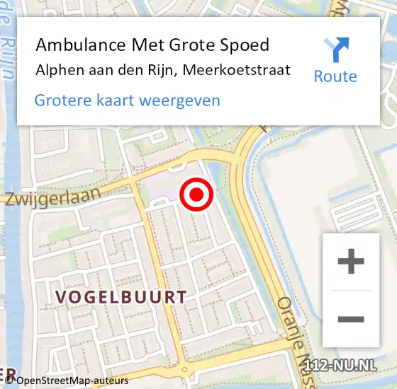 Locatie op kaart van de 112 melding: Ambulance Met Grote Spoed Naar Alphen aan den Rijn, Meerkoetstraat op 28 mei 2022 01:41