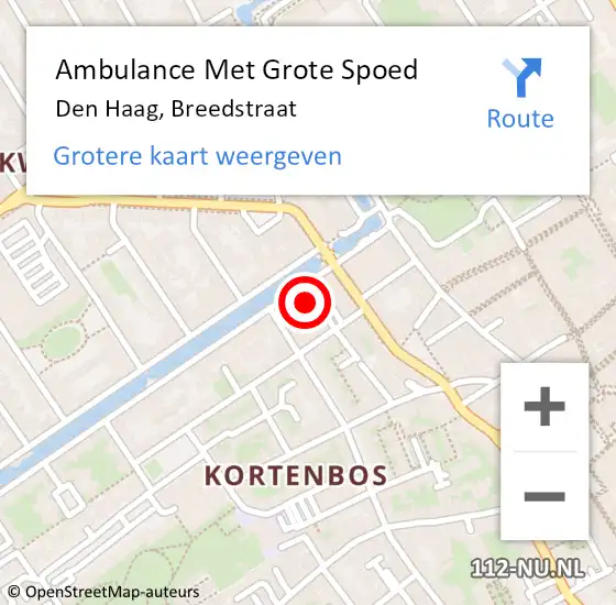 Locatie op kaart van de 112 melding: Ambulance Met Grote Spoed Naar Den Haag, Breedstraat op 28 mei 2022 01:44