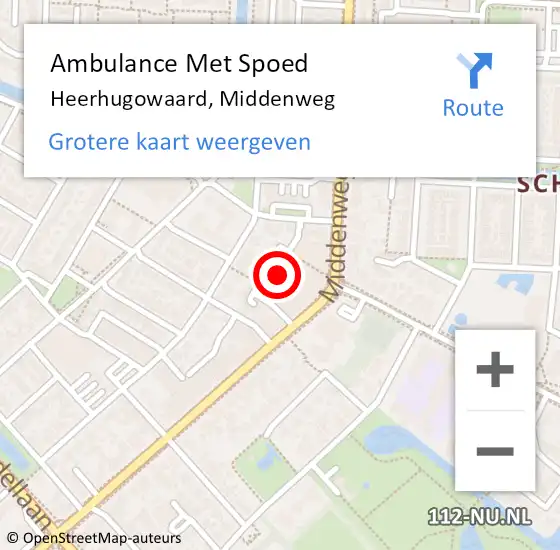 Locatie op kaart van de 112 melding: Ambulance Met Spoed Naar Heerhugowaard, Middenweg op 28 mei 2022 01:49