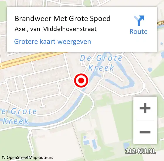 Locatie op kaart van de 112 melding: Brandweer Met Grote Spoed Naar Axel, van Middelhovenstraat op 28 mei 2022 01:57