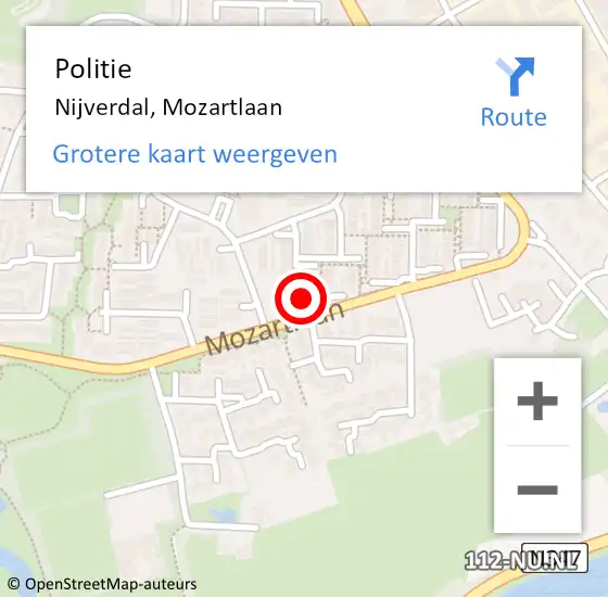 Locatie op kaart van de 112 melding: Politie Nijverdal, Mozartlaan op 28 mei 2022 02:02