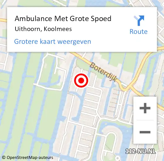 Locatie op kaart van de 112 melding: Ambulance Met Grote Spoed Naar Uithoorn, Koolmees op 28 mei 2022 02:04