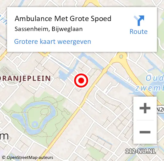 Locatie op kaart van de 112 melding: Ambulance Met Grote Spoed Naar Sassenheim, Bijweglaan op 28 mei 2022 02:39