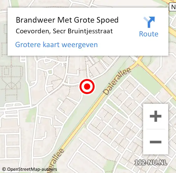 Locatie op kaart van de 112 melding: Brandweer Met Grote Spoed Naar Coevorden, Secr Bruintjesstraat op 28 mei 2022 02:42