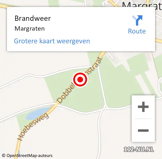 Locatie op kaart van de 112 melding: Brandweer Margraten op 18 juli 2014 15:09