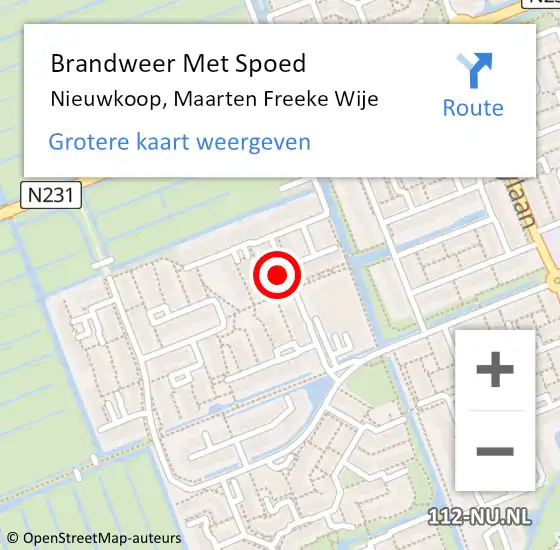 Locatie op kaart van de 112 melding: Brandweer Met Spoed Naar Nieuwkoop, Maarten Freeke Wije op 28 mei 2022 03:14