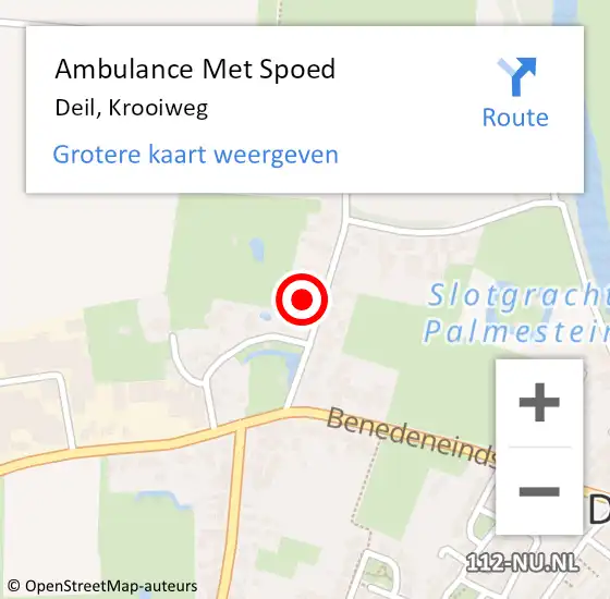 Locatie op kaart van de 112 melding: Ambulance Met Spoed Naar Deil, Krooiweg op 28 mei 2022 03:28