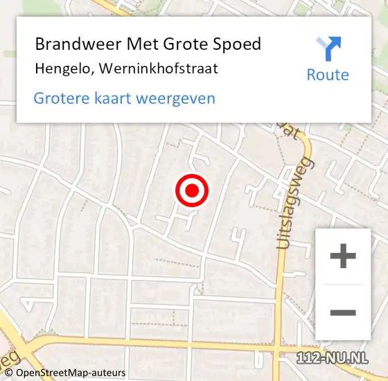 Locatie op kaart van de 112 melding: Brandweer Met Grote Spoed Naar Hengelo, Werninkhofstraat op 28 mei 2022 03:36