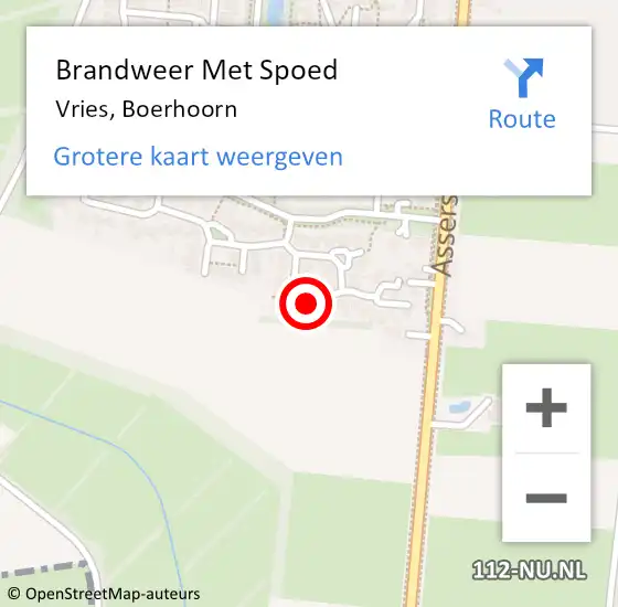 Locatie op kaart van de 112 melding: Brandweer Met Spoed Naar Vries, Boerhoorn op 28 mei 2022 05:23