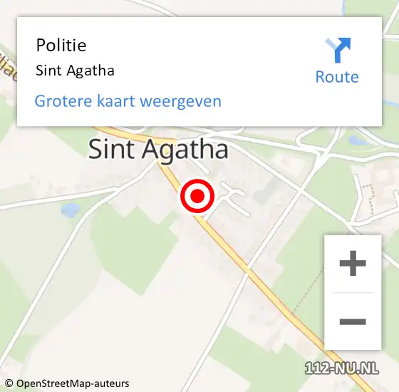 Locatie op kaart van de 112 melding: Politie Sint Agatha op 28 mei 2022 06:15