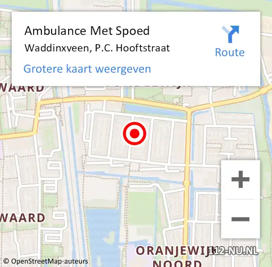 Locatie op kaart van de 112 melding: Ambulance Met Spoed Naar Waddinxveen, P.C. Hooftstraat op 28 mei 2022 06:32