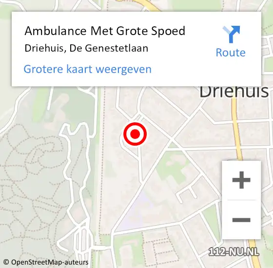 Locatie op kaart van de 112 melding: Ambulance Met Grote Spoed Naar Driehuis, De Genestetlaan op 28 mei 2022 06:44