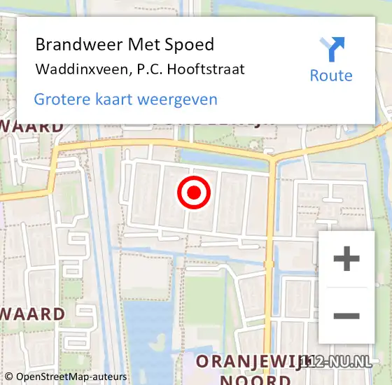 Locatie op kaart van de 112 melding: Brandweer Met Spoed Naar Waddinxveen, P.C. Hooftstraat op 28 mei 2022 06:51