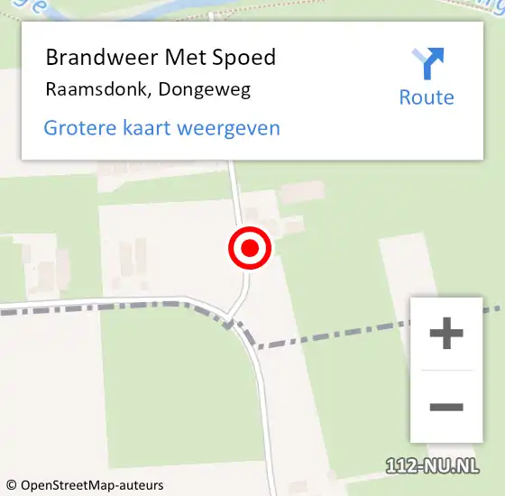 Locatie op kaart van de 112 melding: Brandweer Met Spoed Naar Raamsdonk, Dongeweg op 28 mei 2022 07:24