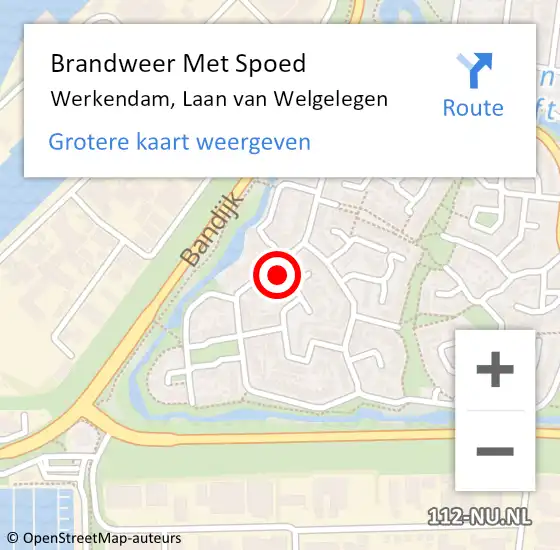 Locatie op kaart van de 112 melding: Brandweer Met Spoed Naar Werkendam, Laan van Welgelegen op 28 mei 2022 08:12