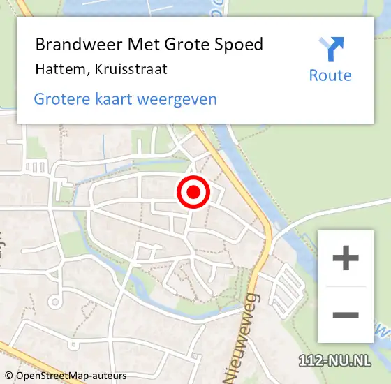 Locatie op kaart van de 112 melding: Brandweer Met Grote Spoed Naar Hattem, Kruisstraat op 28 mei 2022 09:01