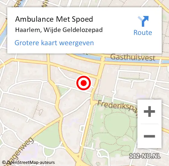 Locatie op kaart van de 112 melding: Ambulance Met Spoed Naar Haarlem, Wijde Geldelozepad op 28 mei 2022 09:03