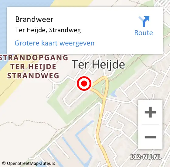 Locatie op kaart van de 112 melding: Brandweer Ter Heijde, Strandweg op 28 mei 2022 09:29