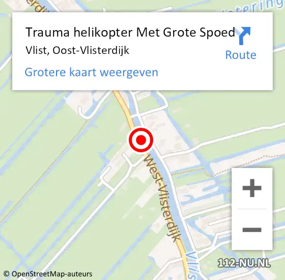 Locatie op kaart van de 112 melding: Trauma helikopter Met Grote Spoed Naar Vlist, Oost-Vlisterdijk op 28 mei 2022 09:48