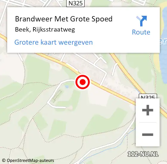 Locatie op kaart van de 112 melding: Brandweer Met Grote Spoed Naar Beek, Rijksstraatweg op 28 mei 2022 10:41