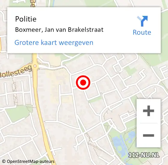 Locatie op kaart van de 112 melding: Politie Boxmeer, Jan van Brakelstraat op 28 mei 2022 10:41