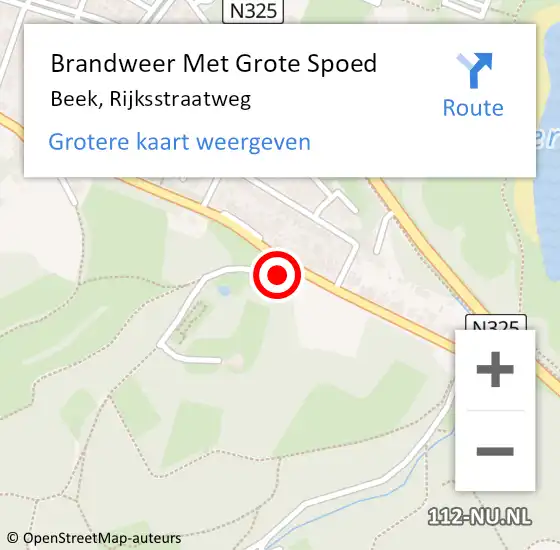 Locatie op kaart van de 112 melding: Brandweer Met Grote Spoed Naar Beek, Rijksstraatweg op 28 mei 2022 10:59